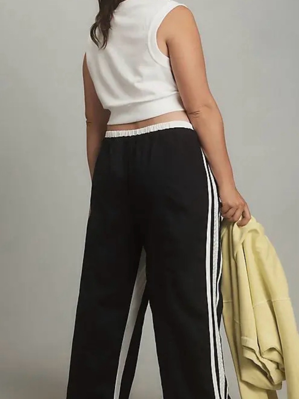 Daily Practice by Anthropologie Black Wide-Leg Track Pants Side Stripe Medium